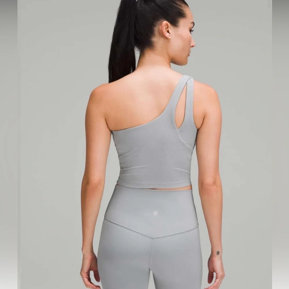 Lululemon Ribbed Nulu Asymmetrical Yoga Tank Top Rhino Grey 2 NWT